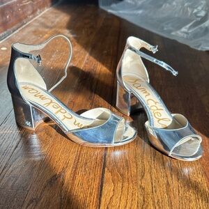 Sam Edelman Metallic Silver Block Heels